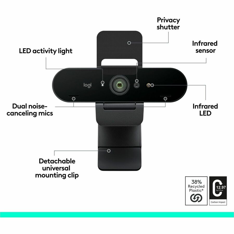 Logitech Windows Hello Camera Logitech Brio 4K Webcam for Business, biometrics login with Windows He ...