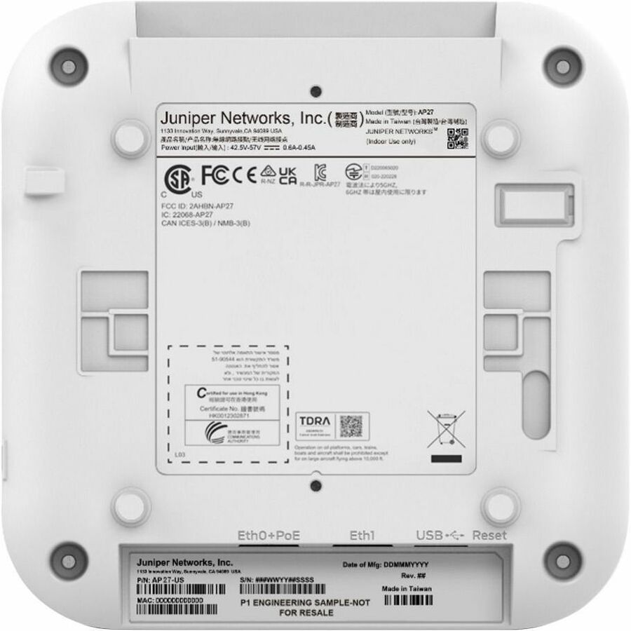 Mist Ap Indesign Mist AP27 Tri Band Wi-Fi 7 IEEE 802.11 a/b/g/n/ac/ax/be 9.38 Gbit/s Wi ...