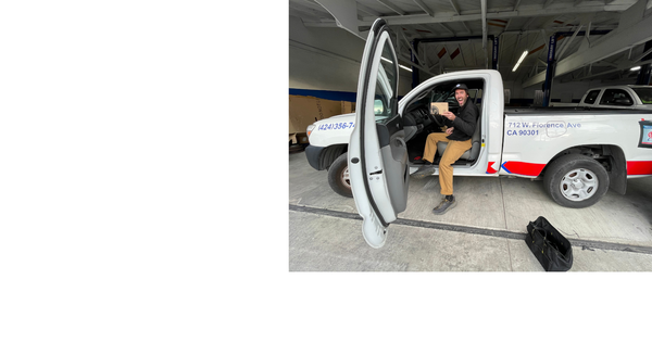 Andy Nelson from LTT Partners with a Samsara box in a truck.