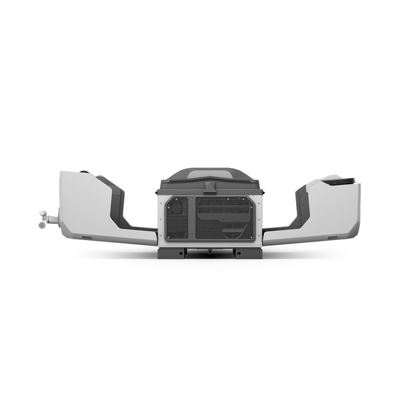Motorcycle exhaust system on a white background