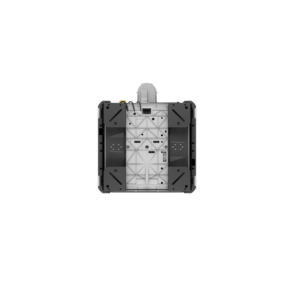 Rectangular industrial device with a metallic finish on a white background