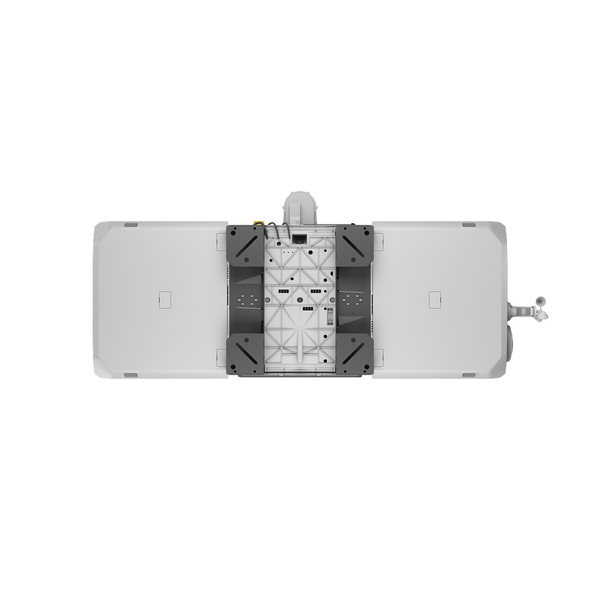 White electronic device with a black component on a white background