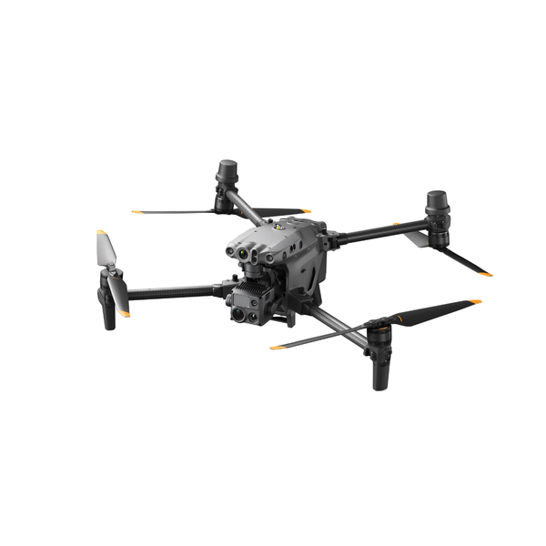 Black and gray drone on a white background