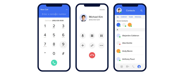Three Ring Central Software user interface mockups on white background.